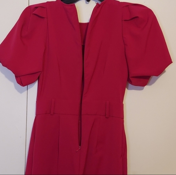 New York & Company Fuchsia Puff Sleeved Jumpsuit Size Small - Picture 7 of 12
